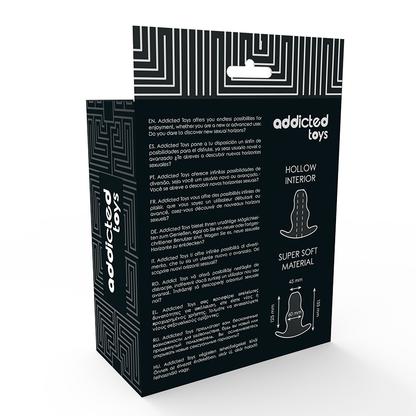 Close-up of the ADDICTED TOYS Large 13cm Anal Dilator with Hollow Tunnel, showing its transparent TPE material and two rings.