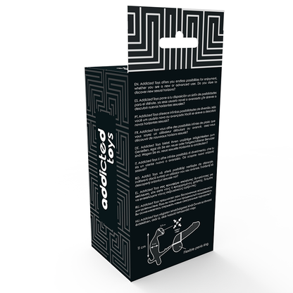 Close-up of the ADDICTED TOYS Plug Anal Vibratório com Anel Peniano Duplo e Testículos, showing its black color and smooth TPR texture.