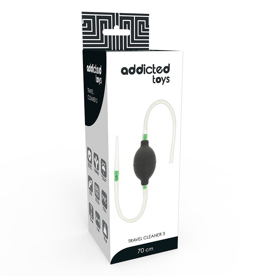 Addicted Toys Conjunto de Enema Preto Hipoalergénico, design ergonómico para limpeza anal.
