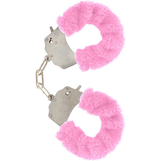TOYJOY Algemas de Pulso Furry Fun Rosa com Pelo Macio e Corrente Cromada