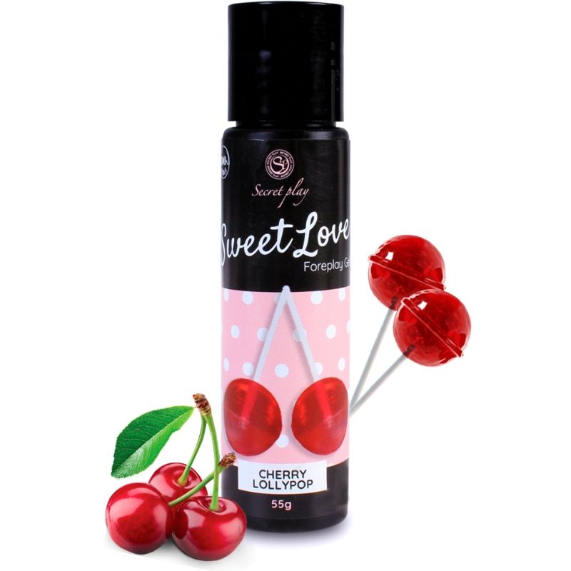 Gel lubrificante comestível Secretplay Cherry Lollipop 60ml para prazer oral e corporal