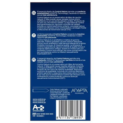 Preservativos Control Adapta Nature de látex, embalagem com 24 unidades, para segurança e conforto natural