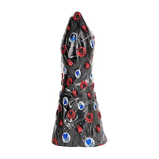 Dildo Fisting ALL BLACK realista de 39 CM em PVC flexível, detalhe da mão e braço.