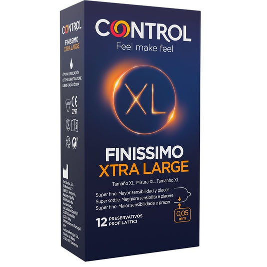 Preservativos CONTROL Finissimo XL para máxima sensibilidade, 12 unidades