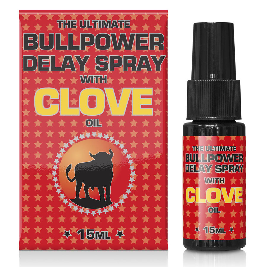 Embalagem do COBEBECO Bull Power Clove Delay Spray 15ML, mostrando o design e o tamanho do produto.