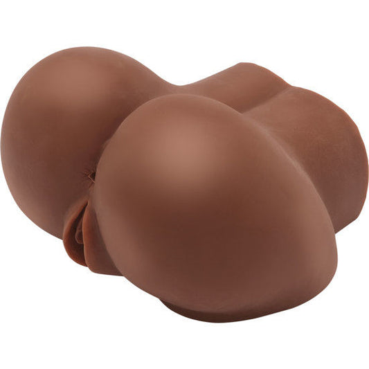 Masturbador realístico ACT Big Ass com vibrador, mostrando detalhes do design anatómico e orifícios duplos.