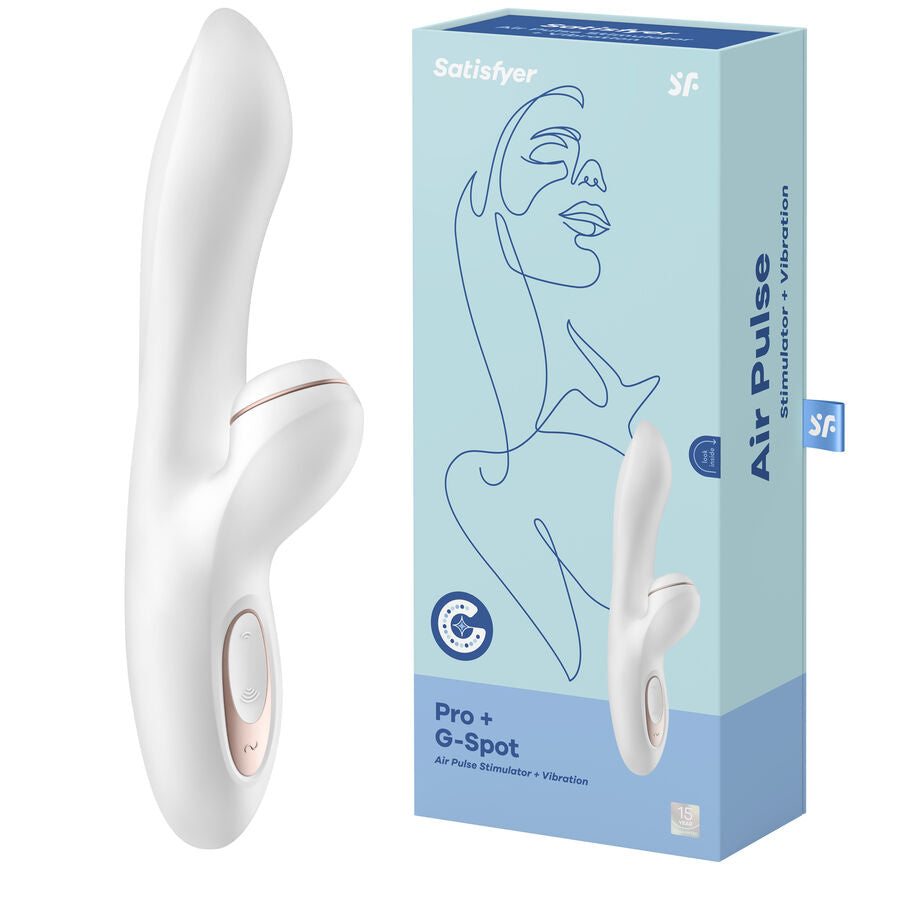 Satisfyer Pro G-Spot Rabbit com tecnologia de ondas de pressão e vibração, design ergonómico e em silicone macio.