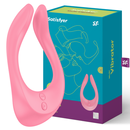 Satisfyer Parceiro Multifun 2 vibrador ergonómico para casais e prazer solo, recarregável por USB e à prova d'água.