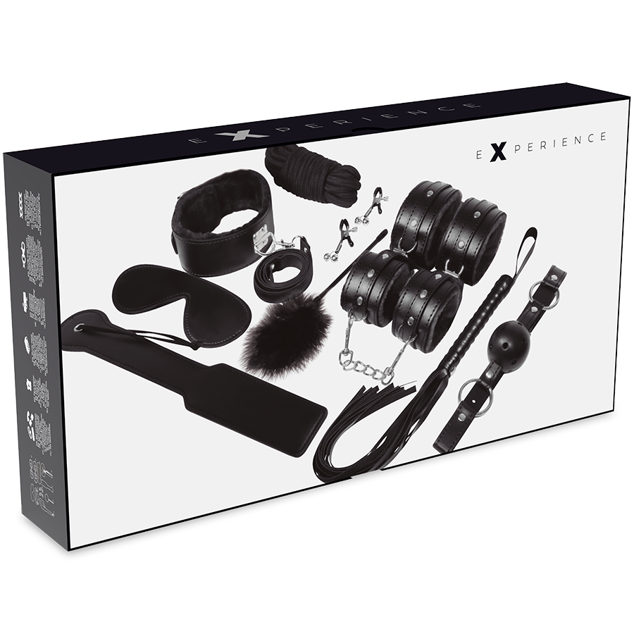 Kit BDSM Fetish Série Preta EXPERIENCE com 11 peças para exploração consensual.