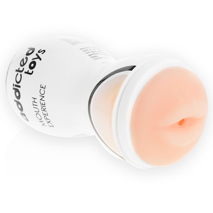 Imagem do Masturbador Masculino Boca Realista da ADDICTED TOYS, detalhando seu formato e material TPR.