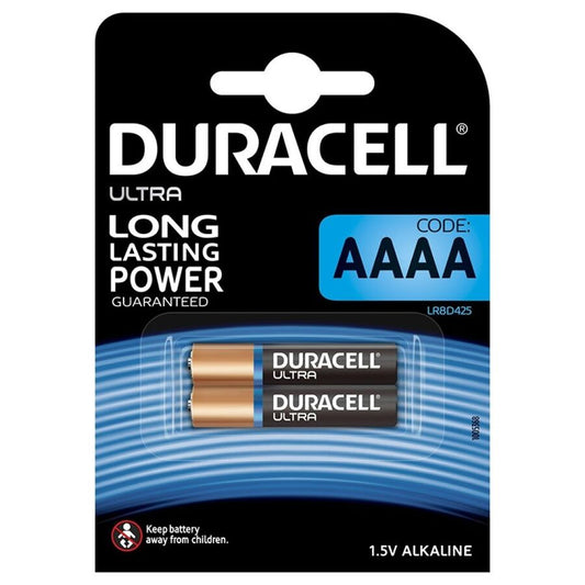 Pilhas Duracell AAAA MX2500 Ultra Power 1,5V em embalagem com duas unidades