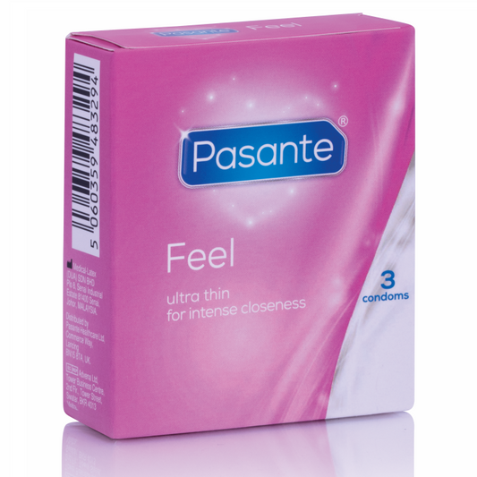 Preservativos PASANTE Sensitive Feel Ultrafino 3 Unidades, para máxima sensibilidade e proteção.