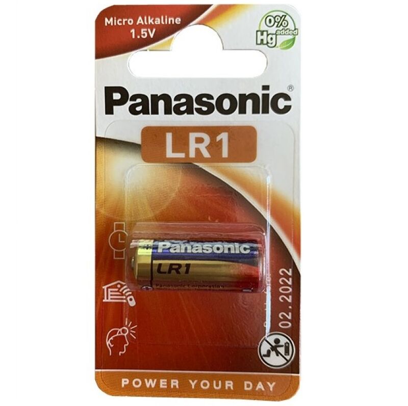 Bateria alcalina Panasonic LR1 1.5V blister 1 unidade para dispositivos eletrónicos
