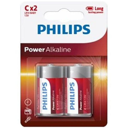 Pilhas Alcalinas PHILIPS C LR14 Blister 2 Unidades para dispositivos eletrónicos.