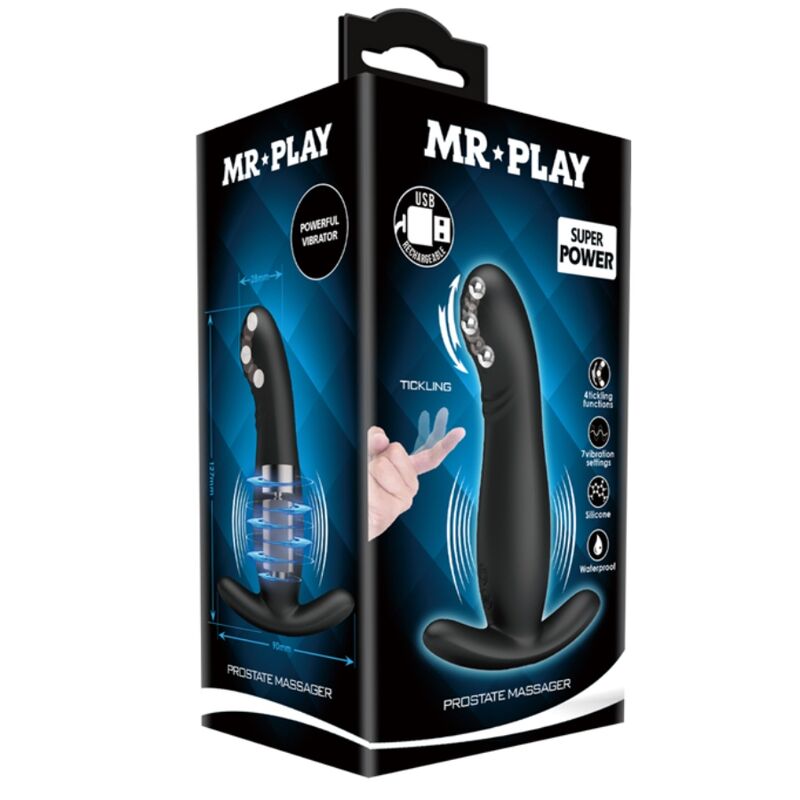 Imagem do MR PLAY Massageador de Próstata Preto Recarregável Vibratório de Silicone.