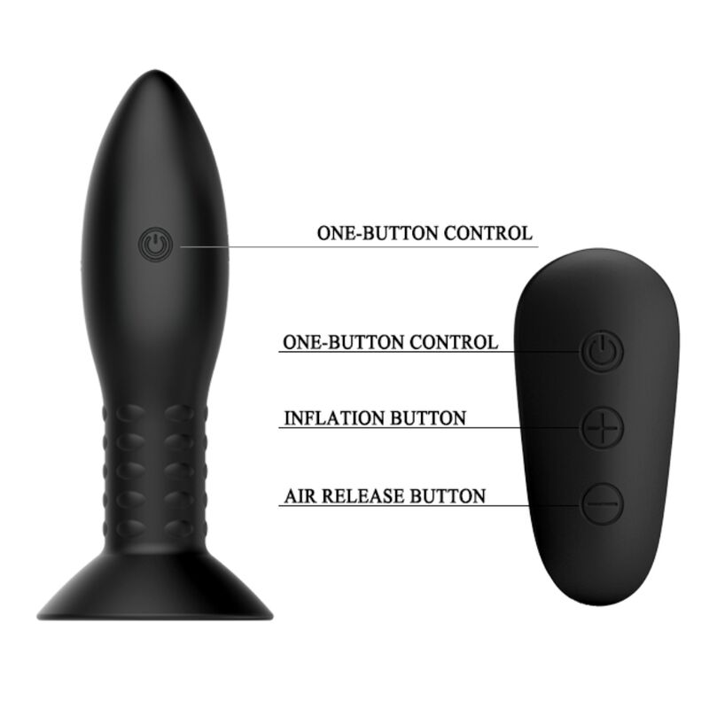 MR PLAY Plug Anal com Controle Remoto, Bolas Rotativas e Vibração de silicone macio