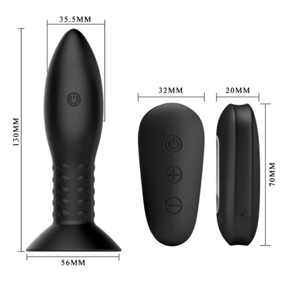 MR PLAY Plug Anal com Controle Remoto, Bolas Rotativas e Vibração de silicone macio