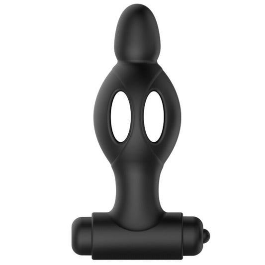 MR PLAY Plug Anal Vibratório de Silicone com 10 Modos, mostrando seu design ergonômico e material.