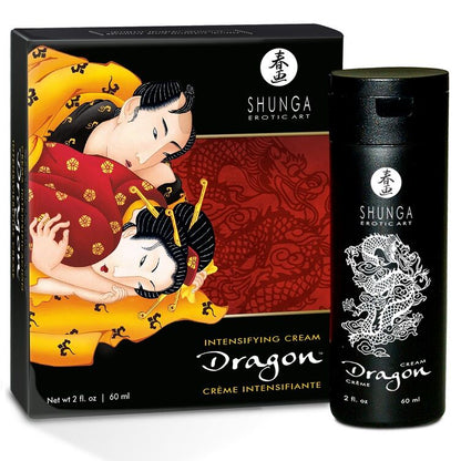 Embalagem do SHUNGA Creme Aumentador de Ereção Dragon 60ml, destacando o design e a marca.