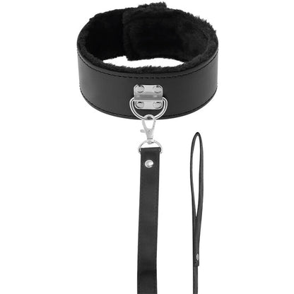 Colar BDSM Darkness forrado com corrente preta, design elegante e ajustável para conforto e controlo.