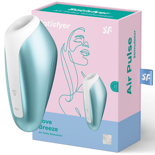 Close-up do Satisfyer Love Breeze Succionador Clitoriano Ice Blue, mostrando seu design ergonómico e câmara de silicone.