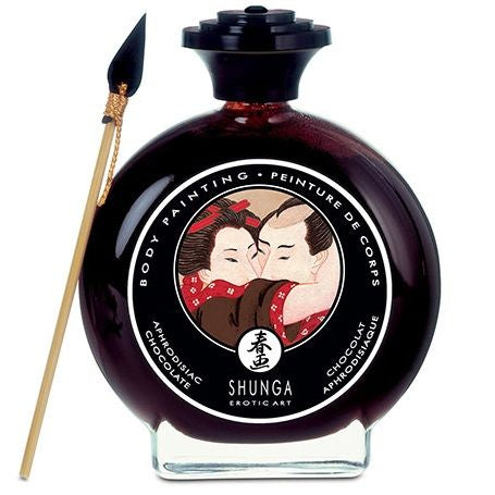 Pintura Corporal de Chocolate Comestível SHUNGA com Pincel 100ml para jogos sensuais