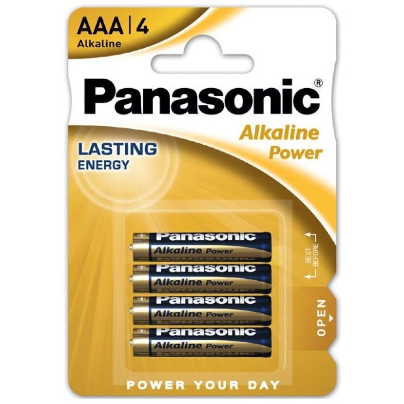 Pack de 4 pilhas alcalinas AAA LR03 Panasonic Bronze para dispositivos eletrónicos e sex toys