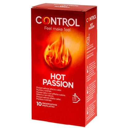 Embalagem do CONTROL Preservativo Efeito Aquecimento Paixão Quente 10 Unidades.