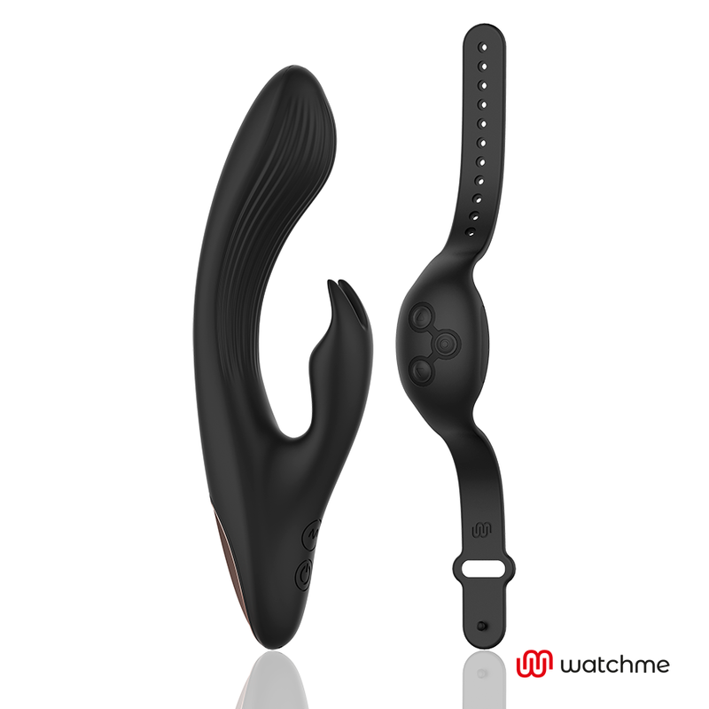 Close-up do ANNE'S DESIRE Vibrador Rabbit com Tecnologia WATCHME e Controle Remoto, mostrando seu design ergonómico e material de silicone.
