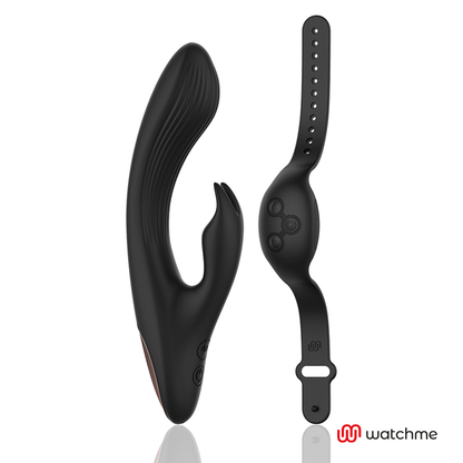 Close-up do ANNE'S DESIRE Vibrador Rabbit com Tecnologia WATCHME e Controle Remoto, mostrando seu design ergonómico e material de silicone.