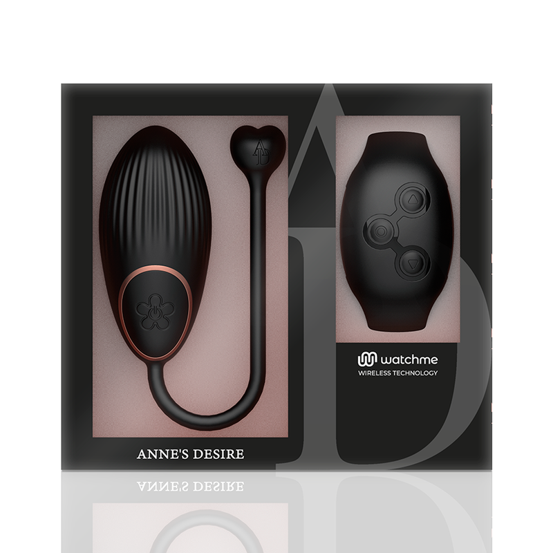 ANNE'S DESIRE EGG Vibrador com Controle Remoto WATCHME Preto, mostrando seu design compacto e elegante.