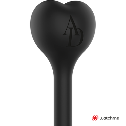 Close-up do ANNE'S DESIRE Egg Vibratório com Controle Remoto WATCHME, mostrando seu design elegante em preto e ouro e textura suave de silicone.