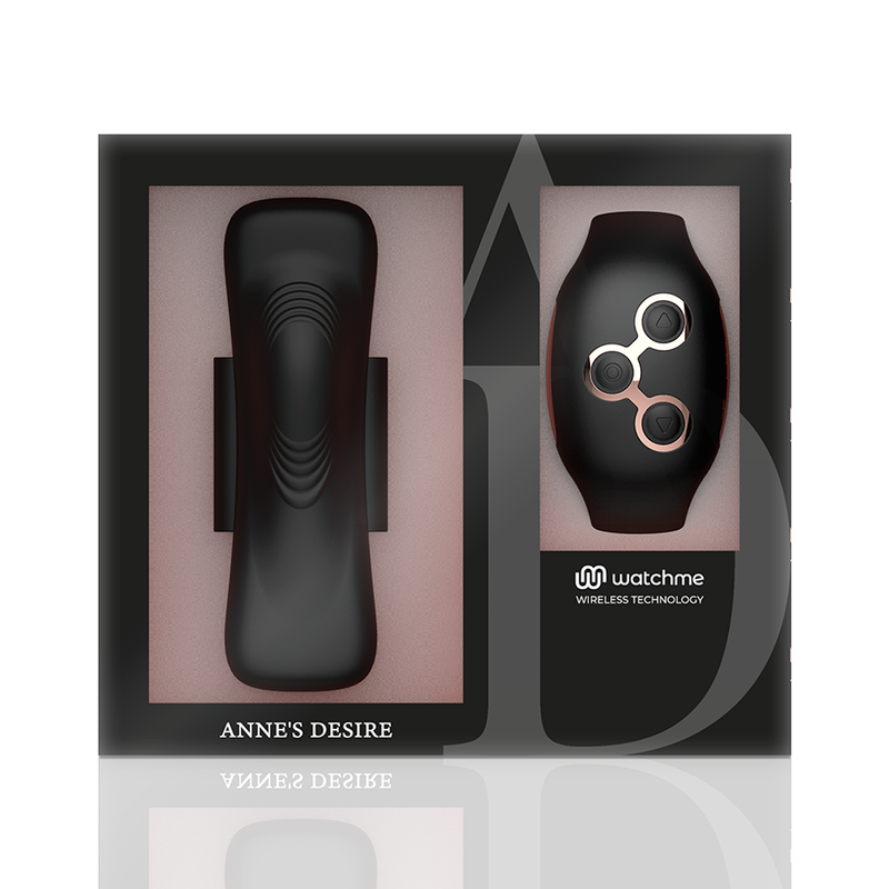 ANNE'S DESIRE Panty Vibrador Discreto WATCHME Preto/Ouro, mostrando seu design compacto e elegante.