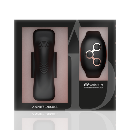 ANNE'S DESIRE Panty Vibrador Discreto WATCHME Preto/Ouro, mostrando seu design compacto e elegante.