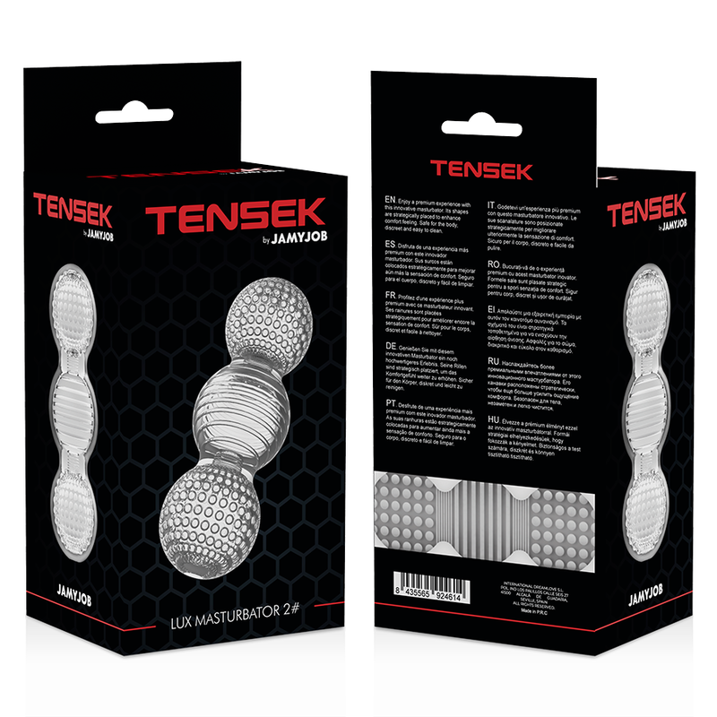 Masturbador masculino JAMYJOB TENSEK 2 Extreme Claro transparente com detalhes internos