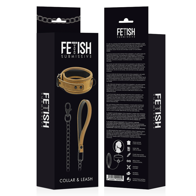 Close-up do Colar de Corrente FETISH SUBMISSIVE ORIGIN com Forro de Neoprene, destacando o design e os materiais.
