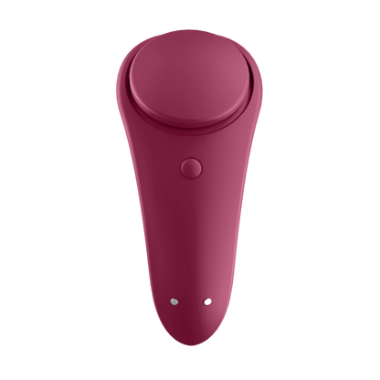 Detalhe do Vibrador Discreto Satisfyer Cala Secreta Sexy, mostrando o design ergonómico para uso em calcinha e a superfície de silicone suave.