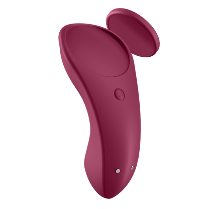 Detalhe do Vibrador Discreto Satisfyer Cala Secreta Sexy, mostrando o design ergonómico para uso em calcinha e a superfície de silicone suave.
