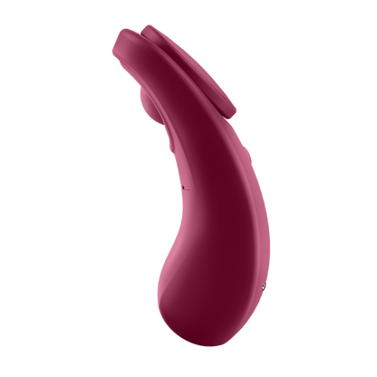Detalhe do Vibrador Discreto Satisfyer Cala Secreta Sexy, mostrando o design ergonómico para uso em calcinha e a superfície de silicone suave.
