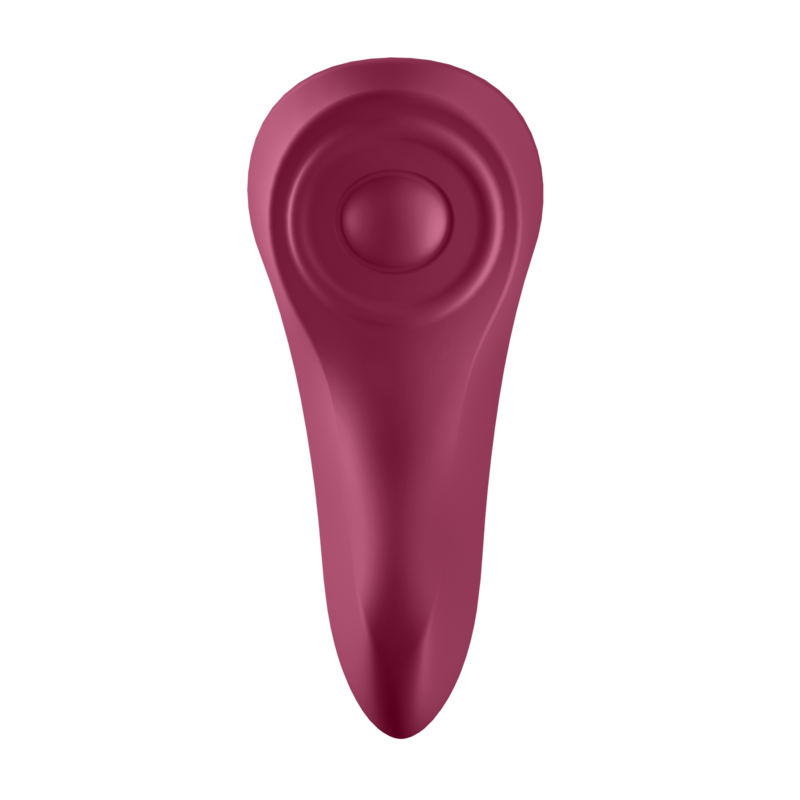 Detalhe do Vibrador Discreto Satisfyer Cala Secreta Sexy, mostrando o design ergonómico para uso em calcinha e a superfície de silicone suave.