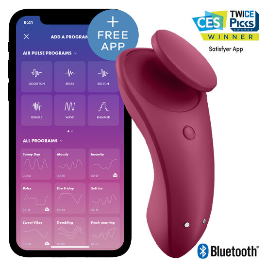 Detalhe do Vibrador Discreto Satisfyer Cala Secreta Sexy, mostrando o design ergonómico para uso em calcinha e a superfície de silicone suave.