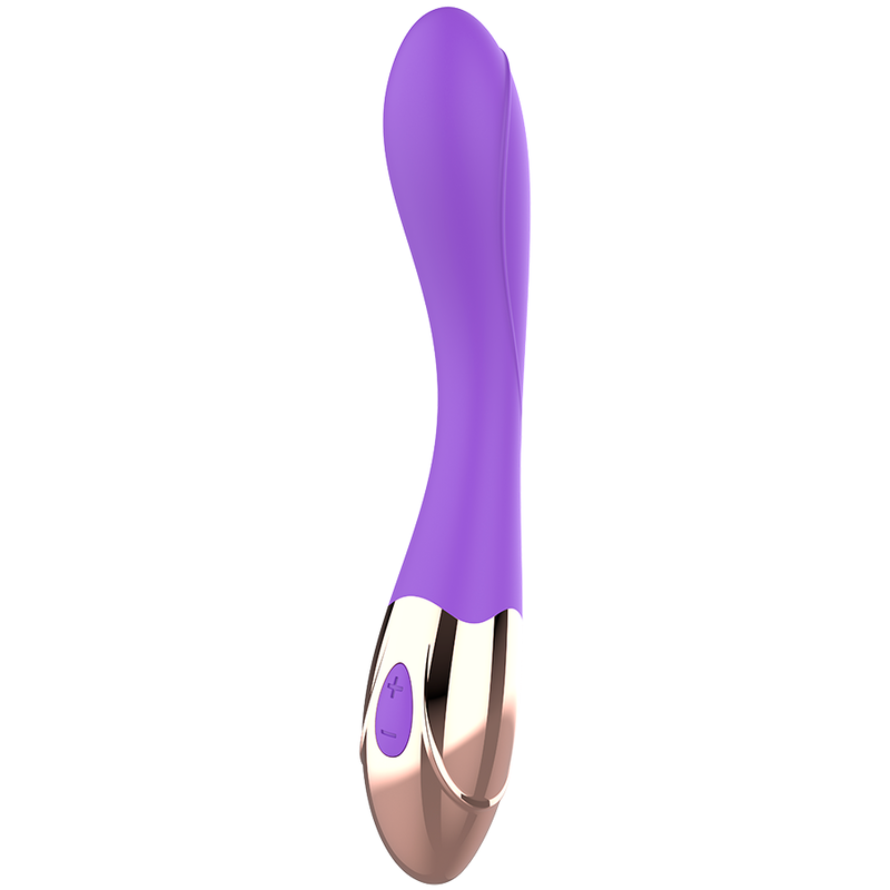 WOMANVIBE Sunny Vibrador Ponto G de Silicone Recarregável em Ouro e Lilás.