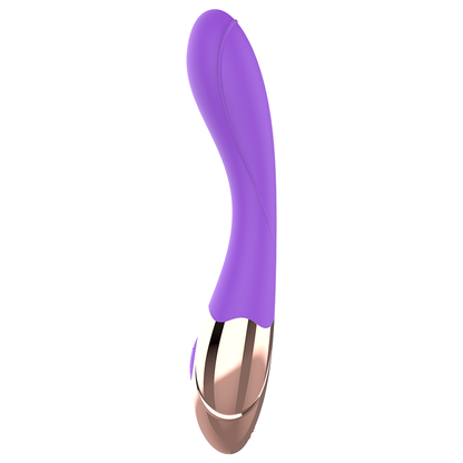 WOMANVIBE Sunny Vibrador Ponto G de Silicone Recarregável em Ouro e Lilás.