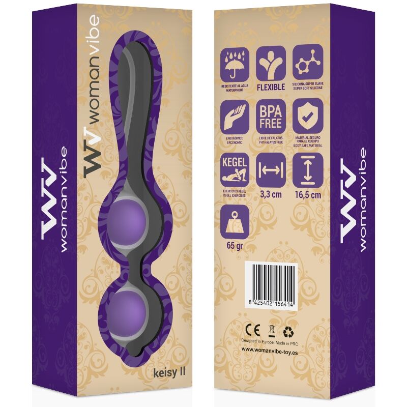 Bolas de Silicone WOMANVIBE Keisy II para fortalecimento pélvico e prazer feminino