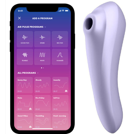 Satisfyer Vibrador Dual Pleasure Malva com design ergonómico, Air Pulse e ponta vibratória para ponto G.