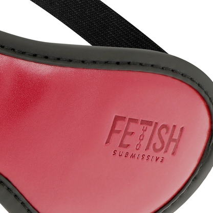 Máscara Fetish Submissive de couro vegano e neoprene para BDSM, com design ajustável.