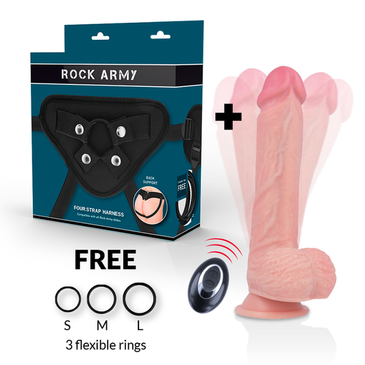 Detalhe do Vibrador ROCKARMY Apache de Silicone Líquido com Controle Remoto e Arnês