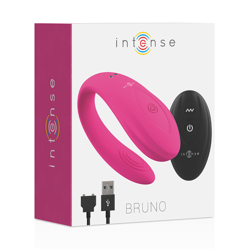 Intense Bruno Vibrador para Casais Rosa com Controlo Remoto, mostrando o design ergonómico e a textura de silicone.