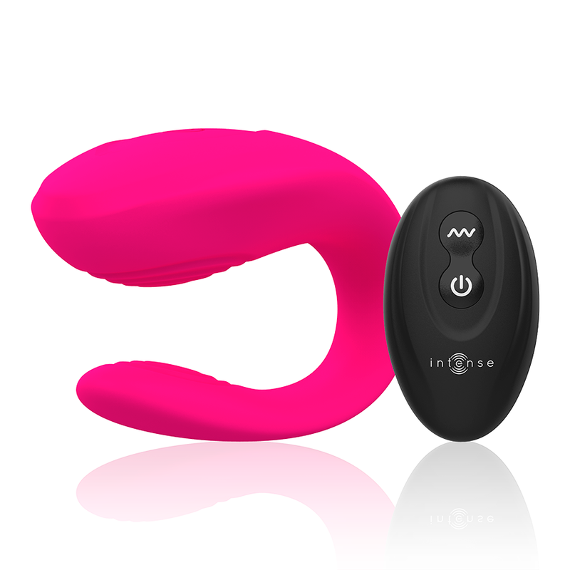 Intense Bruno Vibrador para Casais Rosa com Controlo Remoto, mostrando o design ergonómico e a textura de silicone.