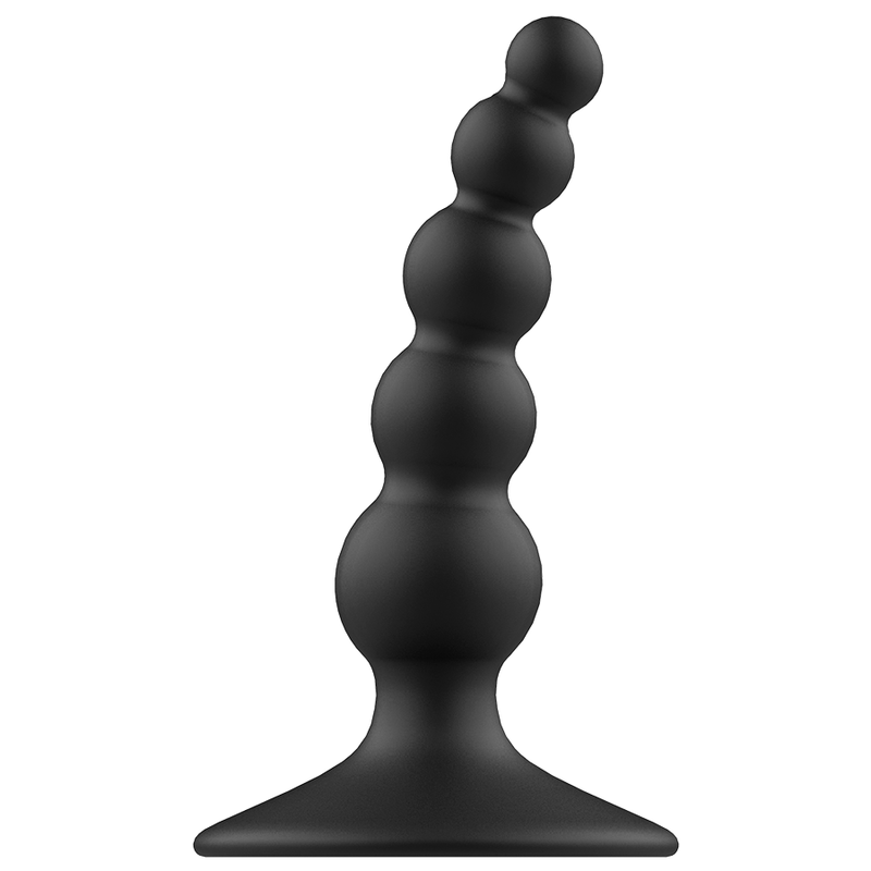Close-up do Plug Anal ADDICTED TOYS de silicone preto 10 cm, mostrando a textura lisa e a base de segurança.